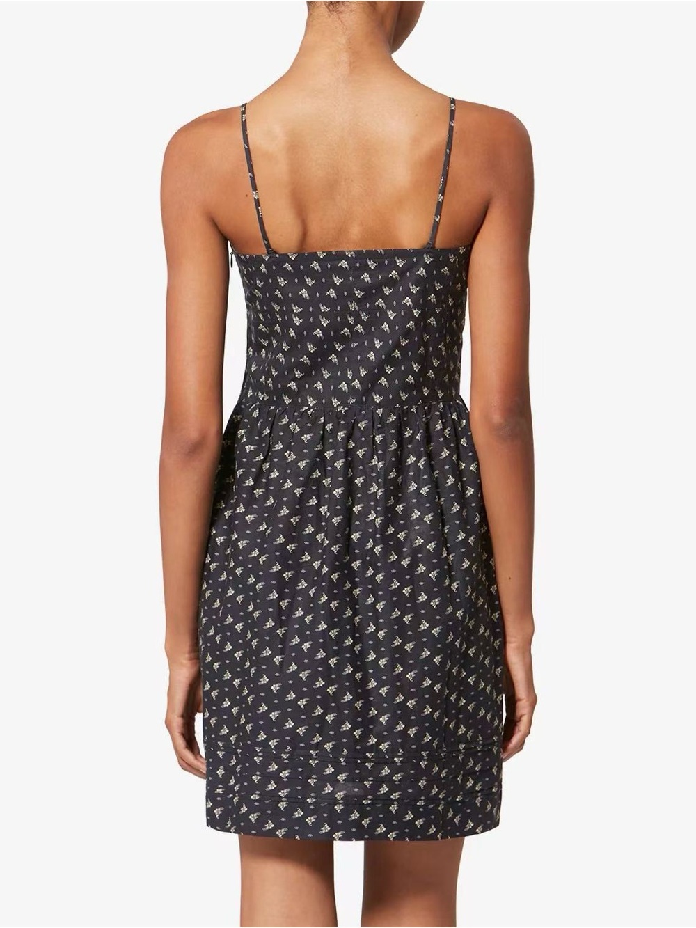 Loro Piana Black Mini Dress with Tiny Cream Floral Print - Picture 3 of 10